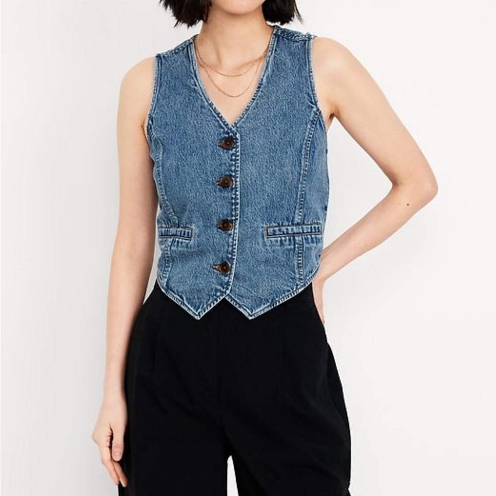 Old Navy Blue Denim Vest SZ Large NWT